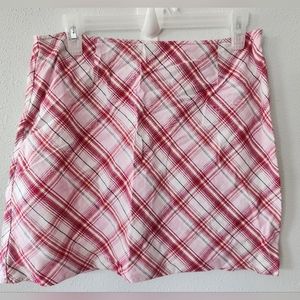 Express 100% cotton red and pink plaid skirt. Size 9/10